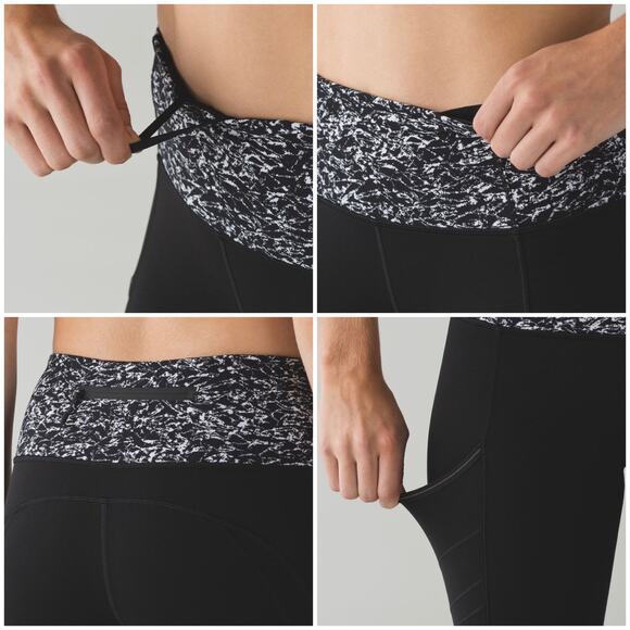 Lululemon Fresh Tracks Tight Black & White Waistband Full Length Leggings Size 2 - Picture 2 of 10